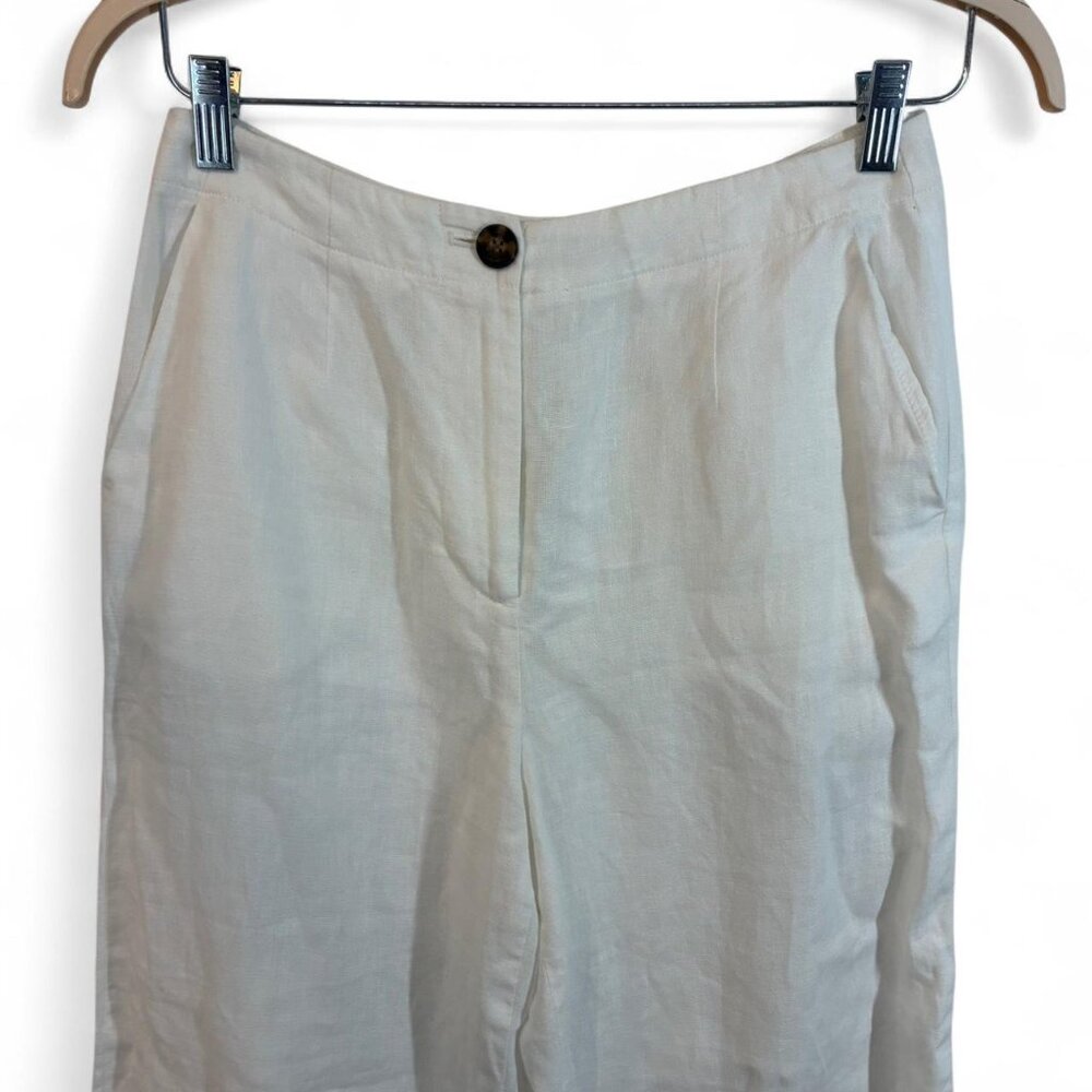 Boden 100% White Linen Tailored Trousers, Size 6 - Picture 3 of 7